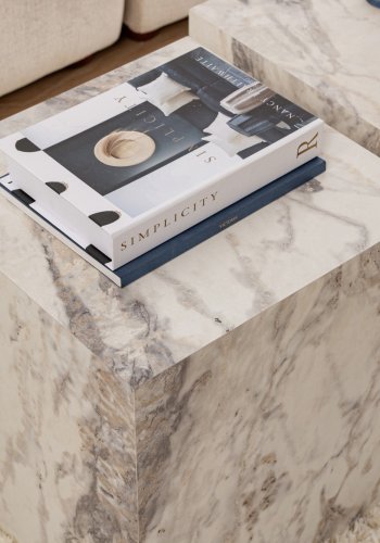 NORDVÄRK Fressia sidebord, firkantet - Fressia marmor melamin (sett med 2)