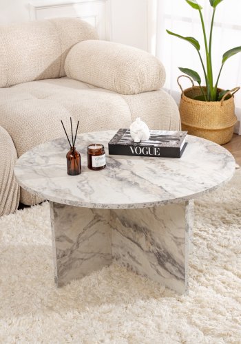 NORDVRK Harmoni salongbord, rundt - Fressia marmor melamin (80)