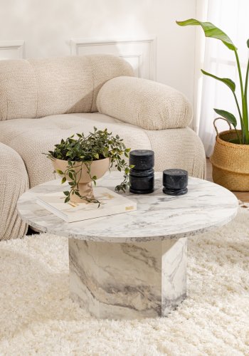 NORDVRK Nova salongbord, rundt - Fressia marmor melamin (80)