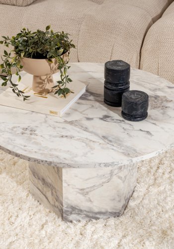 NORDVRK Nova salongbord, rundt - Fressia marmor melamin (80)