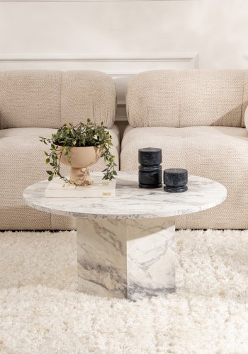 NORDVRK Nova salongbord, rundt - Fressia marmor melamin (80)