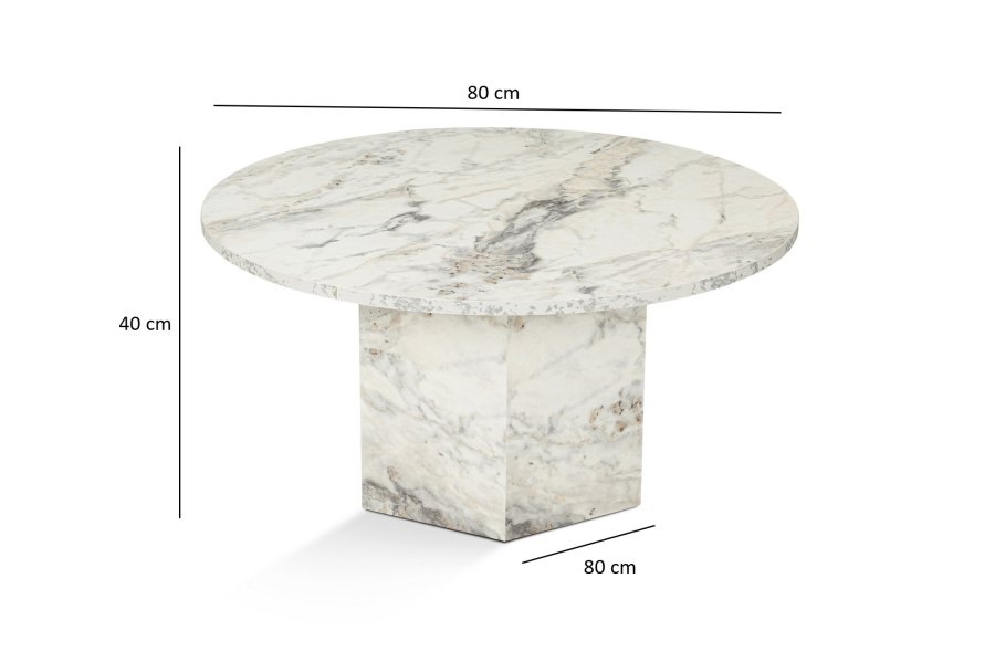 NORDVRK Nova salongbord, rundt - Fressia marmor melamin (80)