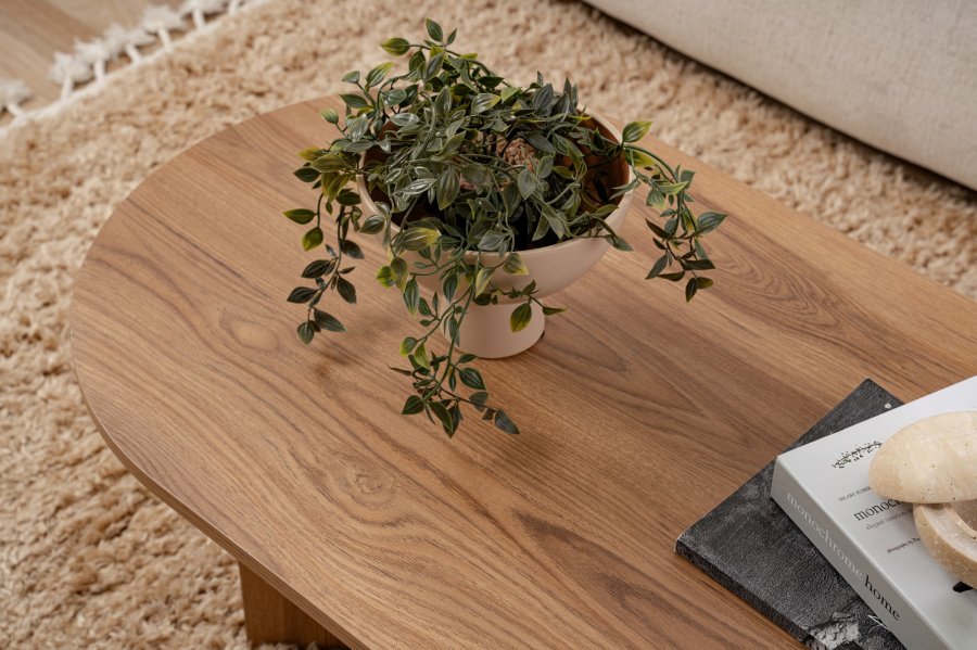 NORDVÄRK Lute sofabord, oval - natur melamin (120x40)