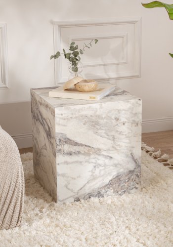 NORDVÄRK Fressia sidebord, firkantet - Fressia marmor melamin (45x45)