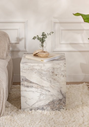 NORDVÄRK Fressia sidebord, firkantet - Fressia marmor melamin (45x45)