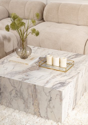 NORDVRK Prizma salongbord, firkantet - Fressia marmor melamin (90x90)