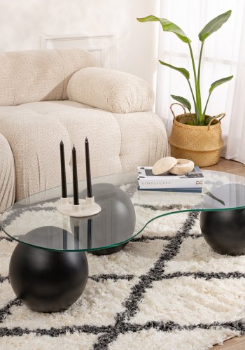 NORDVRK Sphere salongbord - glass og svart polyuretan (120x30)