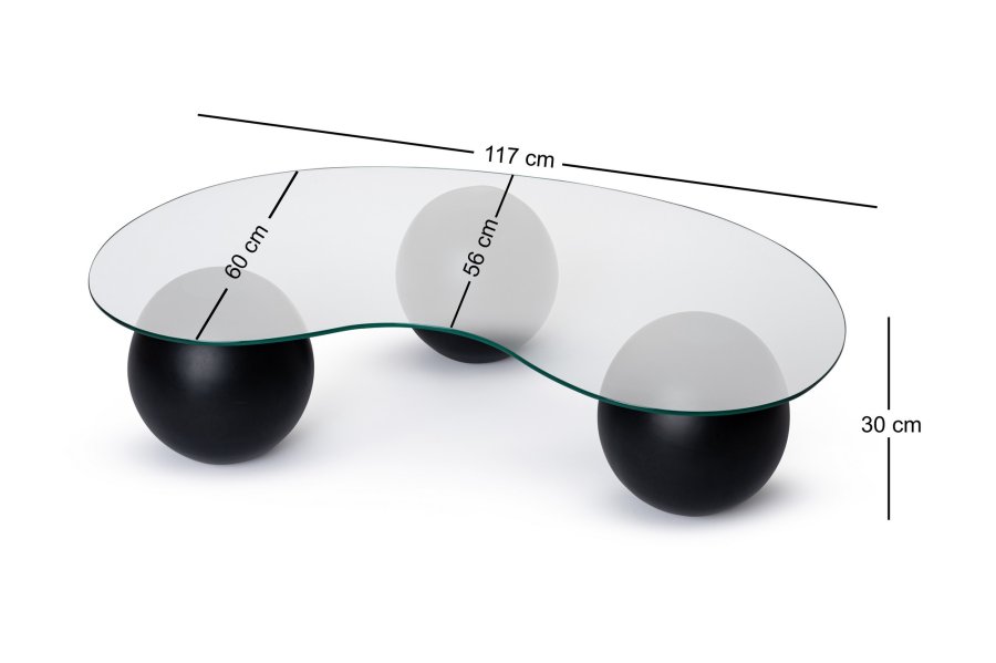 NORDVRK Sphere salongbord - glass og svart polyuretan (120x30)