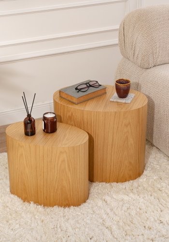 NORDVÄRK Elipse sidebord, ovalt - naturlig eikefiner (sett med 2)