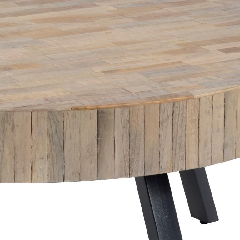 FURBO salongbord - naturlig/svart teak/metall, rundt (:90cm)