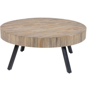 FURBO sofabord - natur/sort teaktr/metal, rund (:90cm)