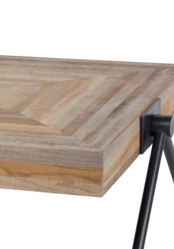 FURBO salongbord - teak-look og metallben, firkantet (80x80)