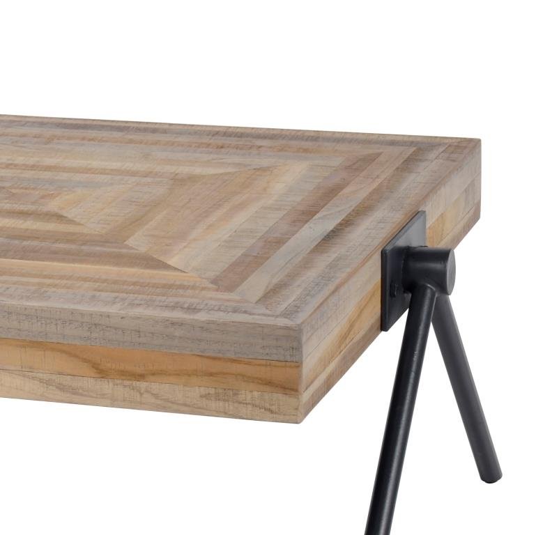 FURBO salongbord - naturlig/svart teak/metall, firkantet (70x70)