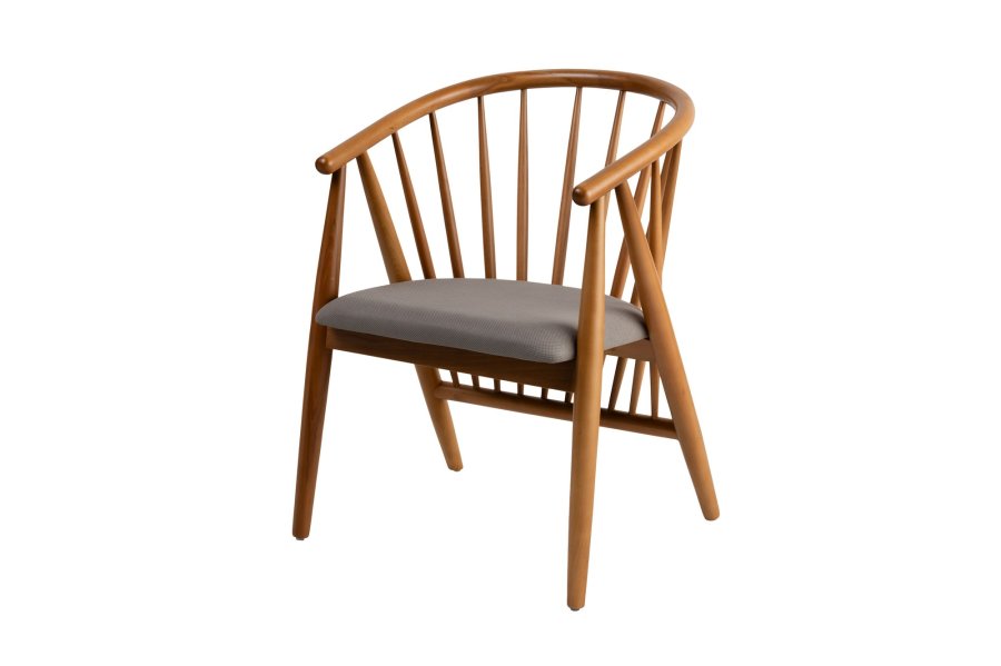 NORDVÄRK Doris spisebordstol, m. armlener - grtt og eikefarget tre