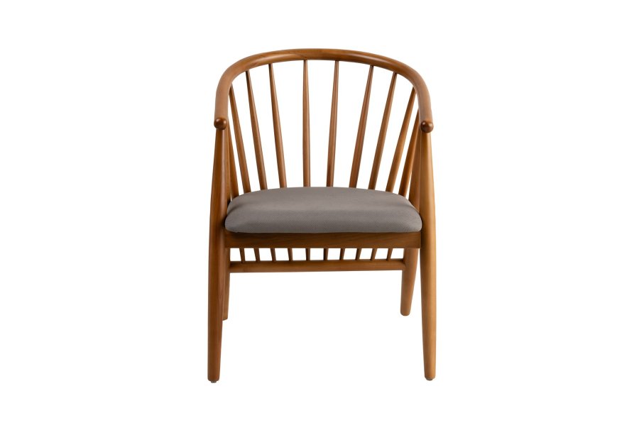 NORDVÄRK Doris spisebordstol, m. armlener - grtt og eikefarget tre