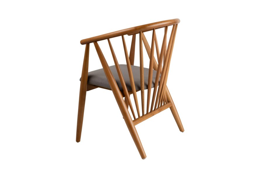 NORDVÄRK Doris spisebordstol, m. armlener - grtt og eikefarget tre