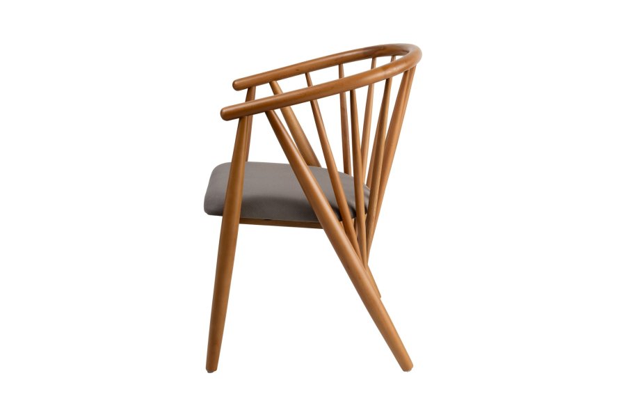 NORDVÄRK Doris spisebordstol, m. armlener - grtt og eikefarget tre