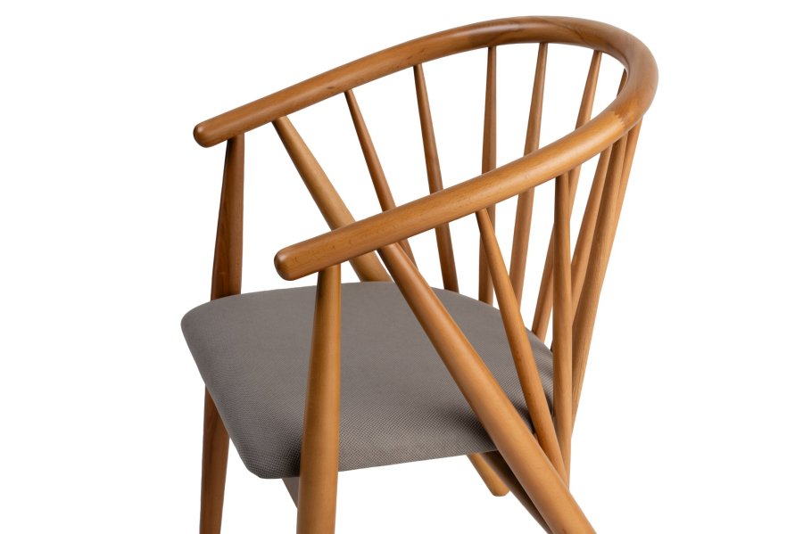 NORDVÄRK Doris spisebordstol, m. armlener - grtt og eikefarget tre