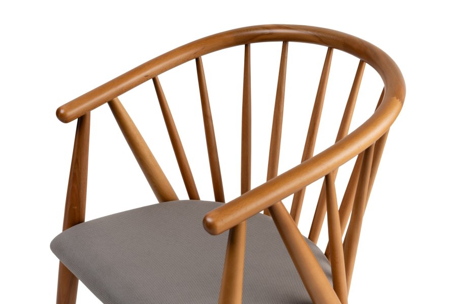 NORDVÄRK Doris spisebordstol, m. armlener - grtt og eikefarget tre