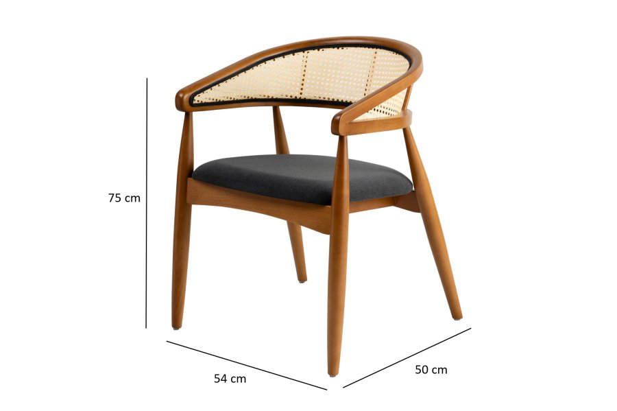 NORDVÄRK Lima spisebordsstol, m. armlen - sort og eikefarget tre