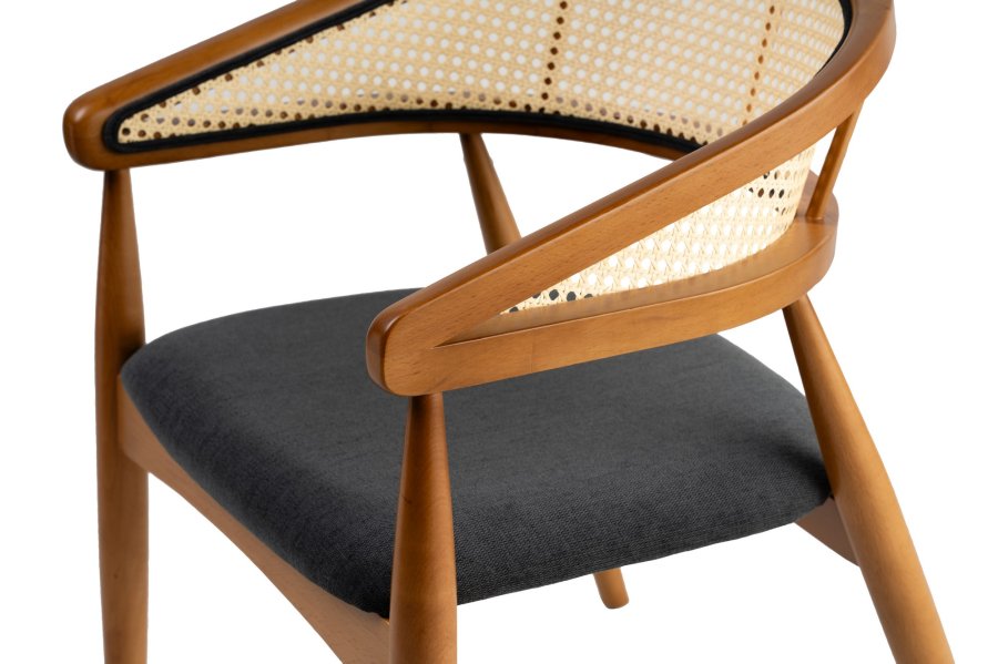 NORDVÄRK Lima spisebordsstol, m. armlen - sort og eikefarget tre