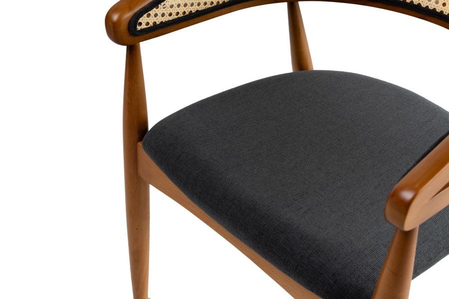 NORDVÄRK Lima spisebordsstol, m. armlen - sort og eikefarget tre