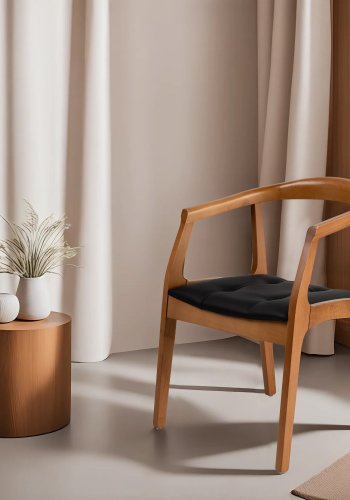 NORDVÄRK Mira spisebordsstol, m. armlen - sort og eikefarget tre