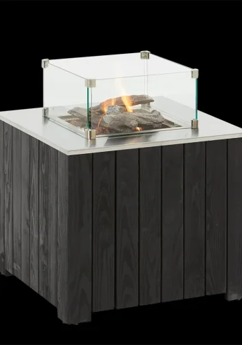 COSI FIRES Cosicube 70 Feuertisch, quadratisch – Edelstahl und schwarzes Holz (70x70)
