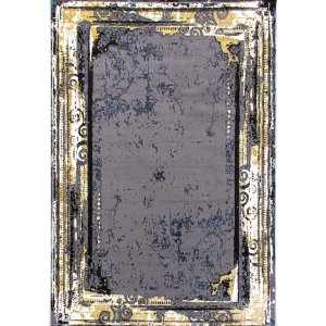 TEPPI HE628 teppe, rektangulrt - gr og gull polyester (200x290)