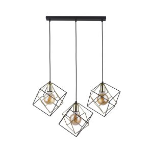 TK Alambre loftslampe, m. 3 skrme - guld og sort stl