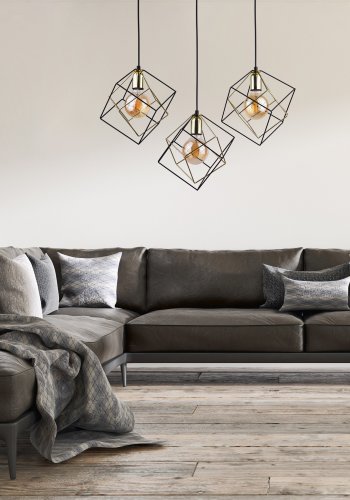 TK Alambre taklampa, w. 3 skärmar - guld och svart stl