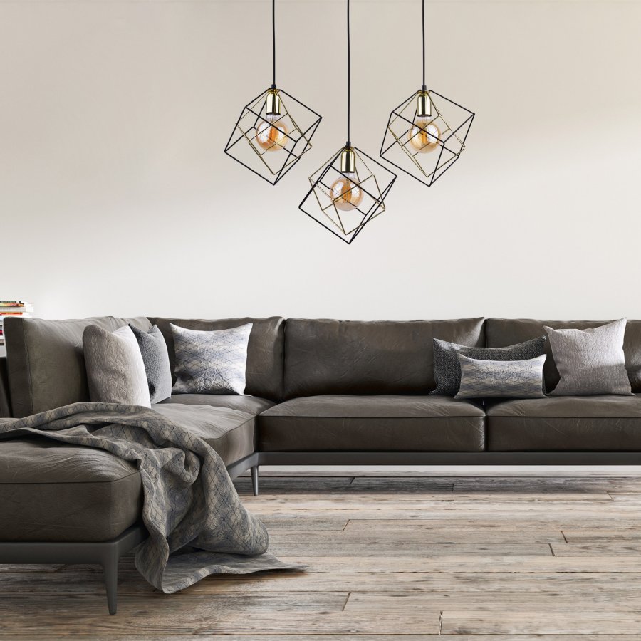 TK Alambre taklampa, w. 3 skärmar - guld och svart stl