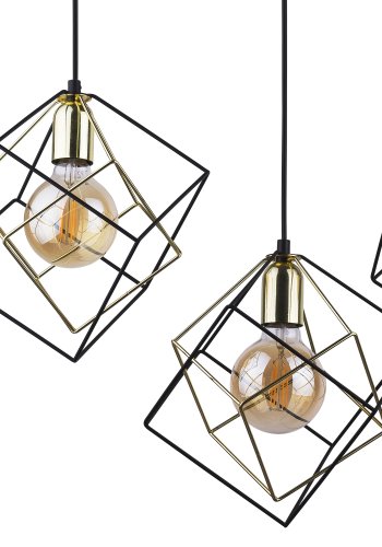 TK Alambre taklampa, w. 3 skärmar - guld och svart stl