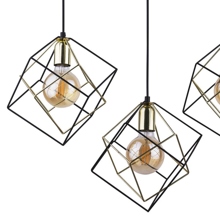 TK Alambre taklampa, w. 3 skärmar - guld och svart stl