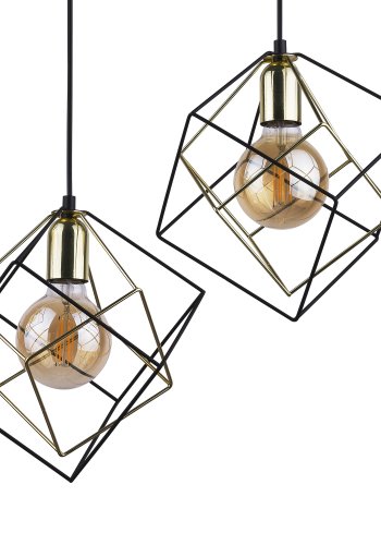 TK Alambre taklampa, w. 3 skärmar - guld och svart stl