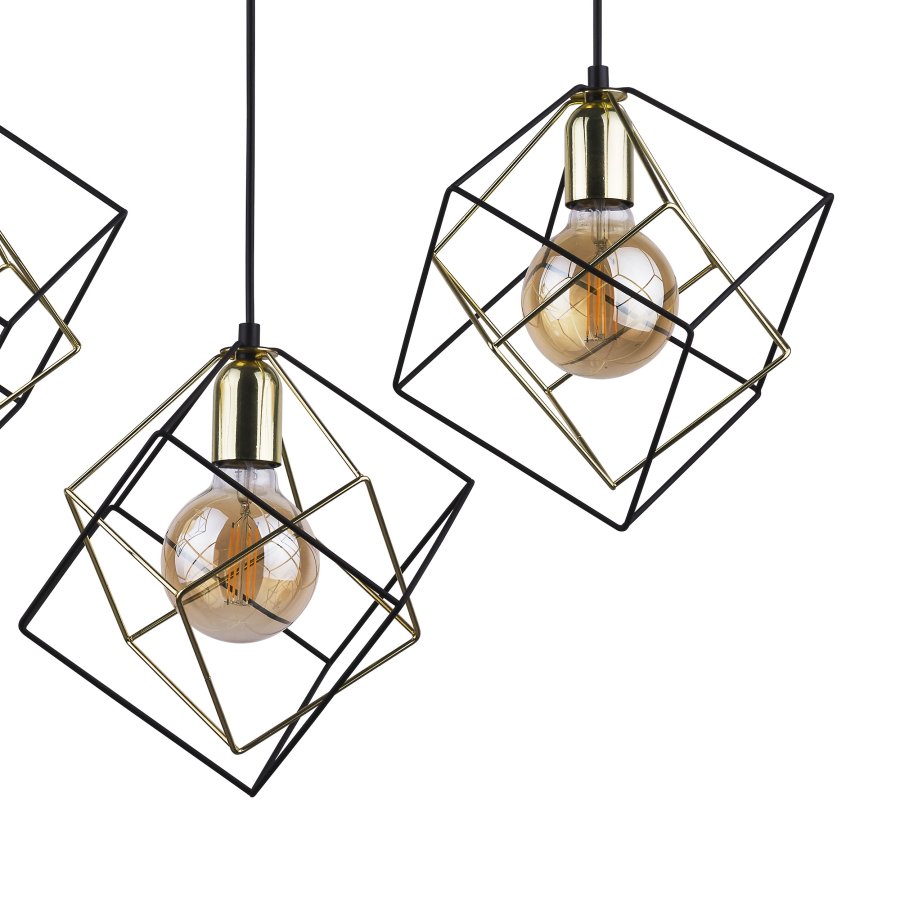 TK Alambre taklampa, w. 3 skärmar - guld och svart stl