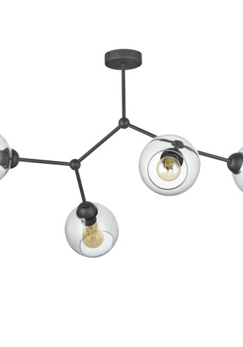 TK Fairy loftlampe, m. 4 skrme - glas og sort metal