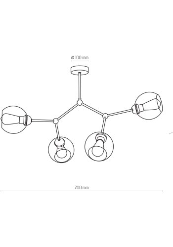 TK Fairy loftlampe, m. 4 skrme - glas og sort metal