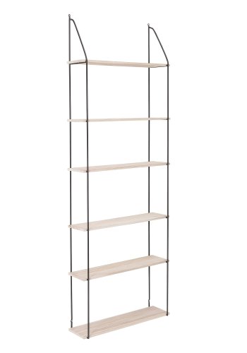BLOOMINGVILLE Lea reol - natur/svart paulownia tre/metall, m. 6 hyller