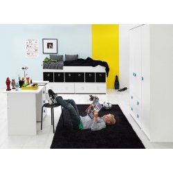 Tekstilkasse - bl/grn/sort stof