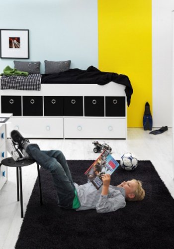 TWILUM Tekstilboks - bl/grnn/svart stoff