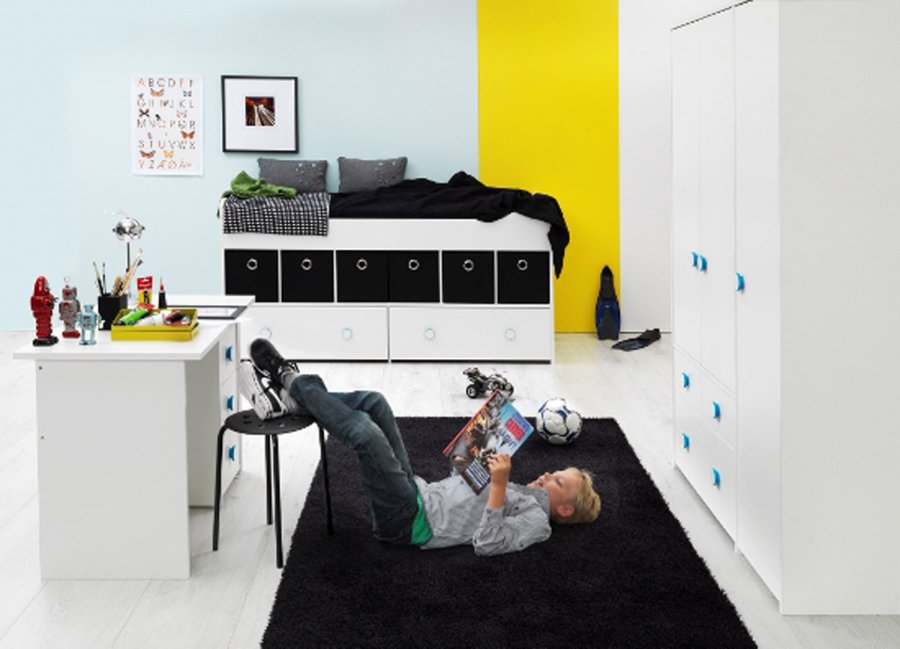 TWILUM Tekstilboks - bl/grnn/svart stoff