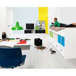 Tekstilkasse - bl/grn/sort stof