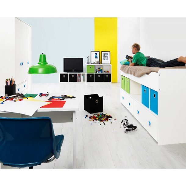 Tekstilkasse - bl/grn/sort stof