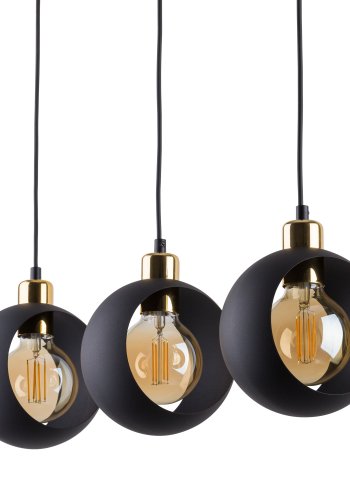 TK Cyklop loftlampe, m. 3 skrme - guld og sort stl