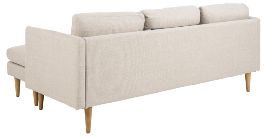 ACT NORDIC Milly 2-Sitzer-Sofa mit Chaiselongue, wendbar – beiger Stoff und Naturkautschukholz