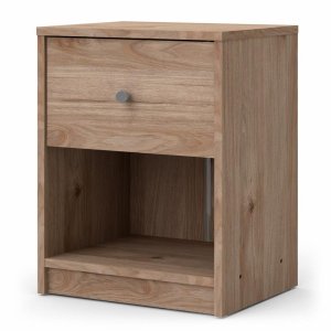 TVILUM May sängbord, med 1 fack och 1 lda - naturfolie och plast (37,9x30,1)