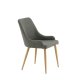 VENTURE DESIGN Plaza spisebordstol, m. armlener - mrk gr polyester og eik-look stl