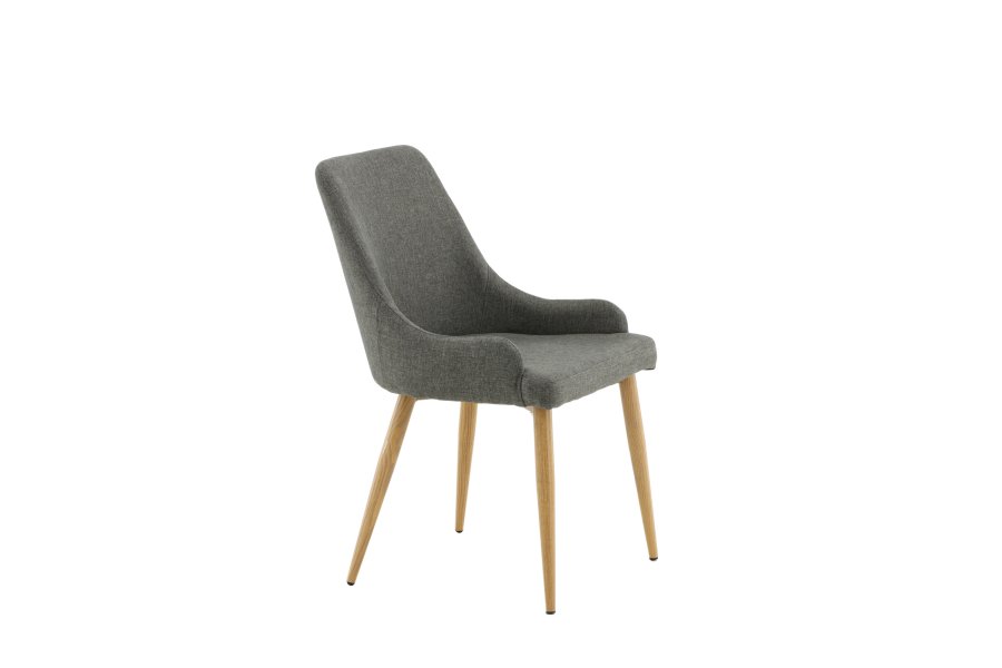 VENTURE DESIGN Plaza spisebordstol, m. armlener - mrk gr polyester og eik-look stl