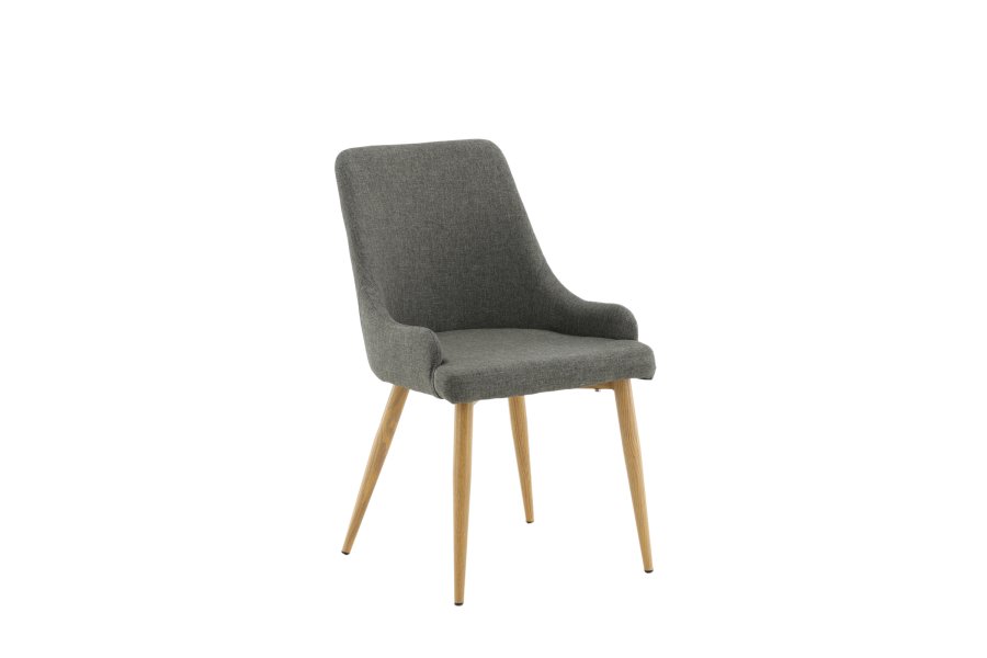 VENTURE DESIGN Plaza spisebordstol, m. armlener - mrk gr polyester og eik-look stl